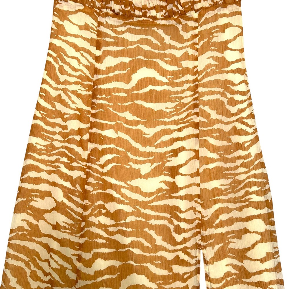 Camila Coelho Dress Bailee Zebra Print Side Slit Tan Cream M Animal Print Boho - Picture 4 of 15